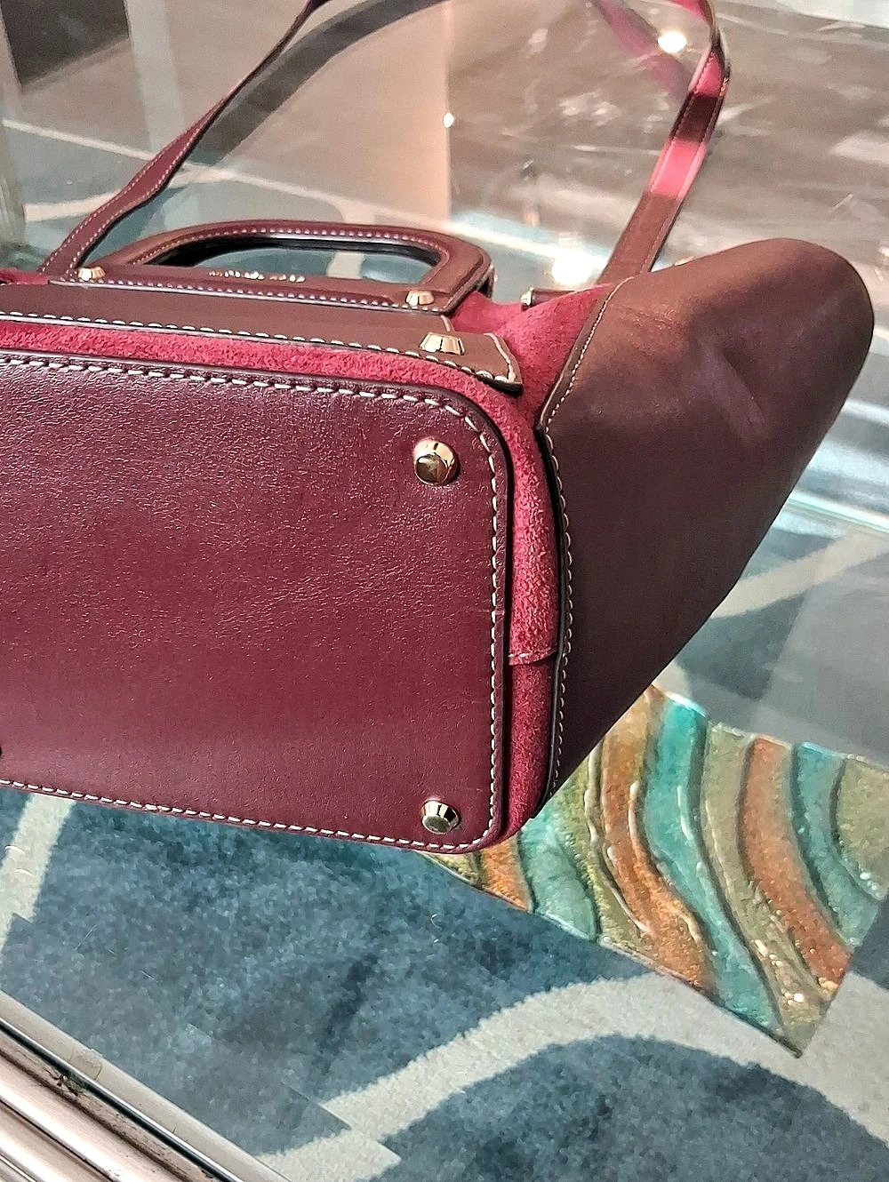 Michael Kors Avril Extra-Large Leather and Suede Tote Bag, Burgundy - Picture 8 of 12